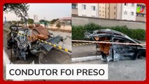 Carro se parte ao meio após motorista bater em poste em SP; uma pessoa morreu