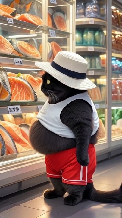 "The struggle of picking snacks is real—just ask this chubby kitty!"