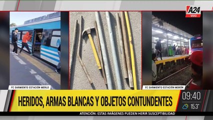 Feroz batalla campal entre dos grupos de afiladores de cuchillos en el tren Sarmiento