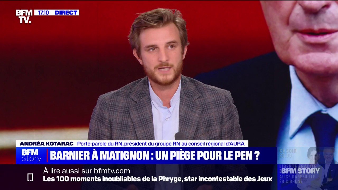 Andréa Kotarac (RN): "On a expliqué que nous ne souhaitions pas censurer a priori monsieur Barnier. Il n'empêche qu'on aimerait savoir ce qu'il va faire"