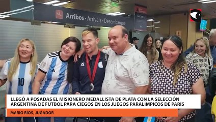 Download Video: Llegó a Posadas el misionero medallista de plata con la Selección Argentina de fútbol para ciegos en los Juegos Paralímpicos de París 2024