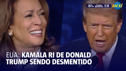 Kamala ri ao ver Trump desmentido sobre imigrantes comendo cachorros