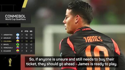 James Rodriguez ready to start for Colombia against Argentina