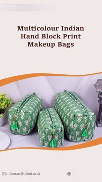 Handcrafted Block Print Cotton Makeup Bags – Eco-friendly Beauty Storage