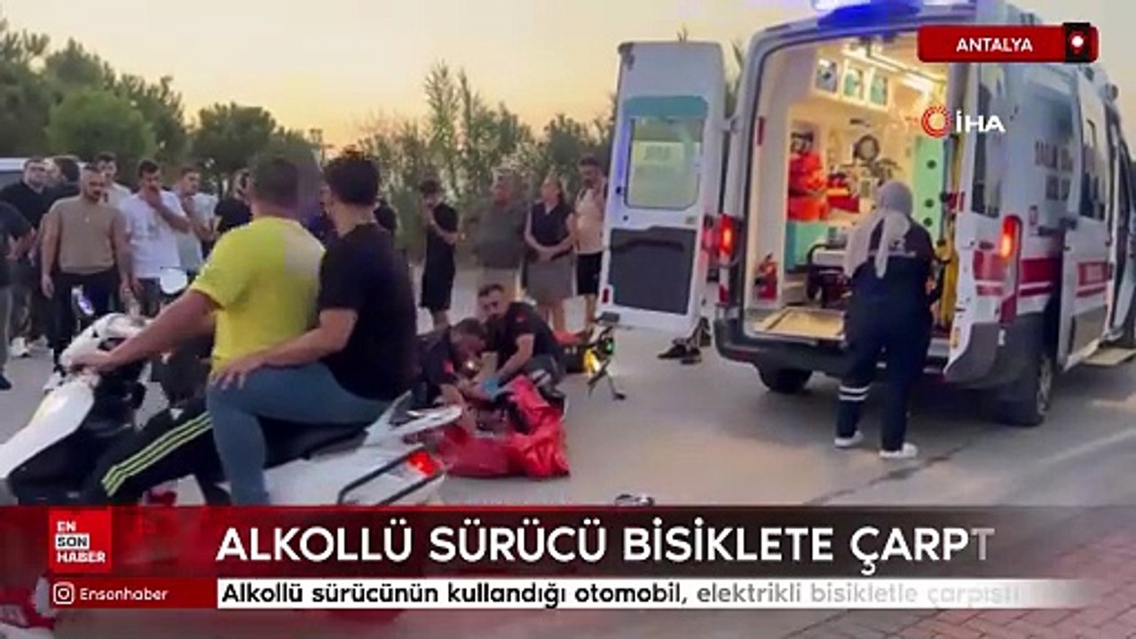 Antalya'da alkollü sürücünün kullandığı otomobil, elektrikli bisikletle çarpıştı