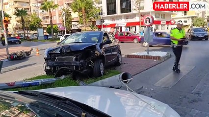 Işık ihlali metrelerce böyle havaya savurdu, kaskı ise hayatını kurtardı