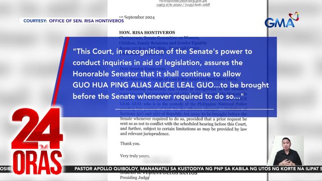 Pagdalo ni Alice Guo sa anumang imbestigasyon ng Senado kaugnay sa illegal na POGO, pinayag ng Tarlac RTC | 24 Oras