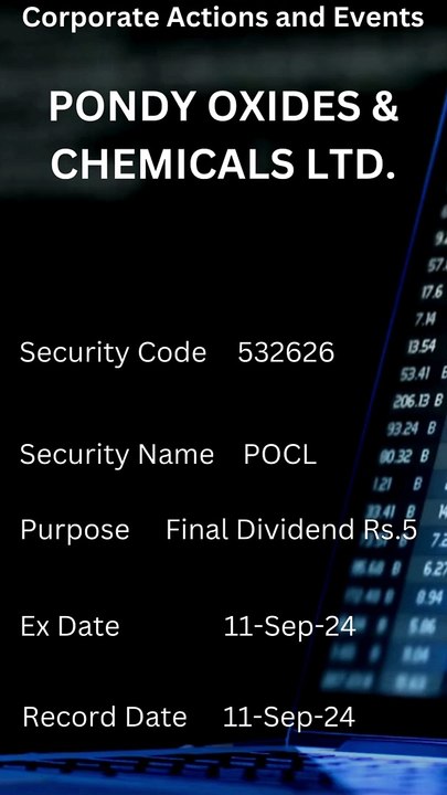 PONDY OXIDES & CHEMICALS LTD. - Corporate Actions and Events #shorts