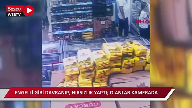 Akülü sandalye ile geldiği markette engelli gibi davranıp, hırsızlık yaptı; o anlar kamerada