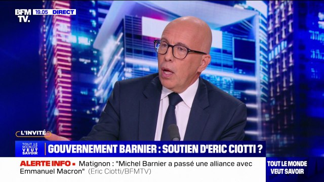 Gouvernement Barnier: Je ne vois pas ce que Xavier Bertrand pourrait apporter au service de l'intérêt général , déclare Eric Ciotti