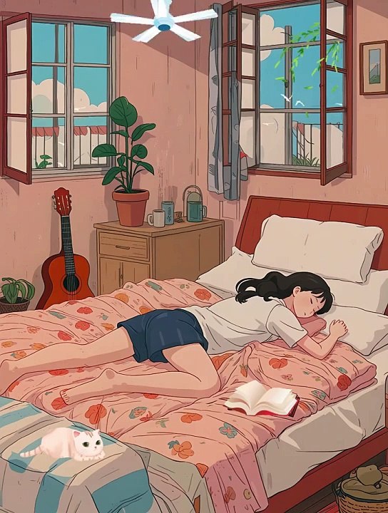 When was the last time you were in this state?  It's been a while since I took such a comfortable nap. It's so relaxing. I like this kind of happy time~  #Record of romantic life#Strive to be a better self #May we all face life positively #Healing illustr