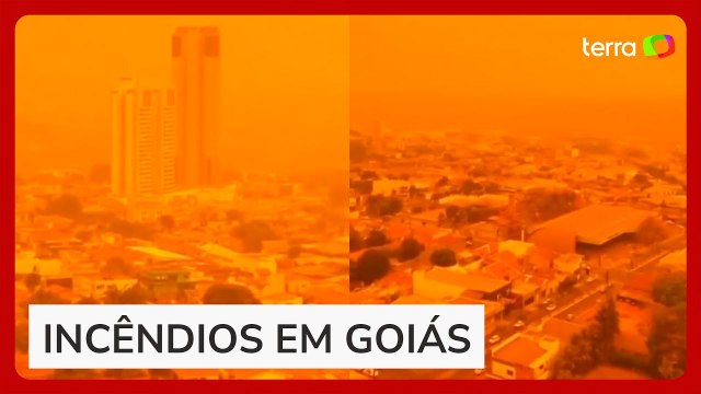 Queimadas deixam cidade de Goiás com o céu laranja e mergulhada em fumaça