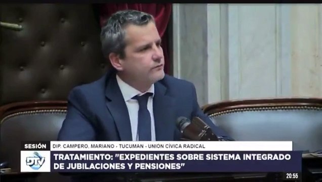 Mariano Campero apoyando el proyecto de movilidad jubilatoria