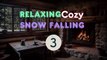 Cozy Cabin Fireplace: Serene Snowfall Ambience | ASMR