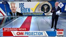 Momento en el que televisoras de Estados UNidos anuncian a Joe Biden como presidente