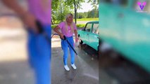 #EPICFAIL: Fallo épico el de esta mujer tratando de lavar su coche con agua a presión