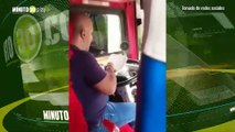 hombre es captado almorzando mientras maneja un bus Barranquilla