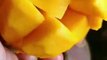 Un blogger de comida hace un batido de mango con nueces y helado