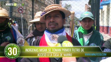 Indígenas Misak se toman primer filtro de acceso a la Casa de Nariño