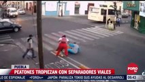#VIRAL: Peatones tropiezan con separadores viales de ciclovía en Puebla