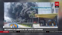 Se registra incendio en fabrica de Santa Catarina, Nuevo León