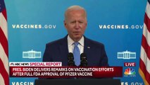 Biden insta a los estadounidenses a vacunarse después de que la FDA apruebe la vacuna de Pfizer
