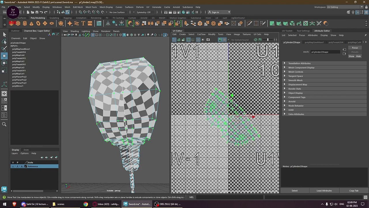 Autodesk Maya Lecture 26 - Knife Melee Weapon Asset Unwrapping _ Hastar Creations