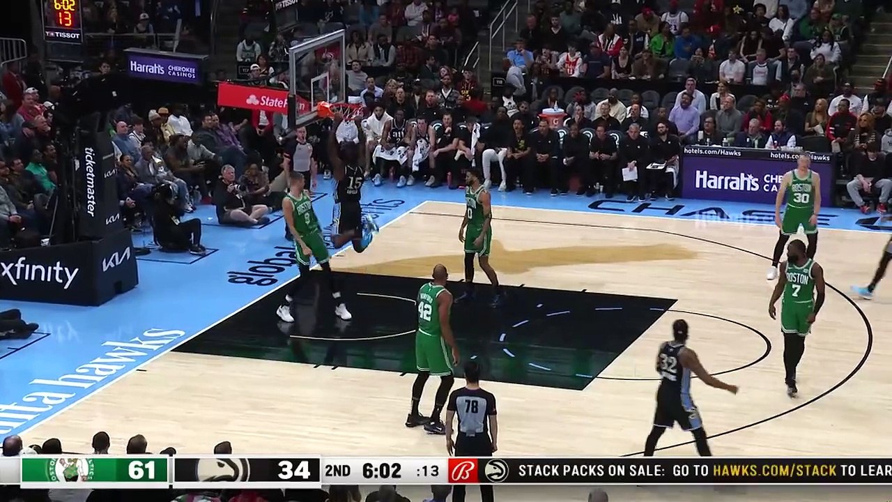 Clint Capela brushes aside Porzingis for slam