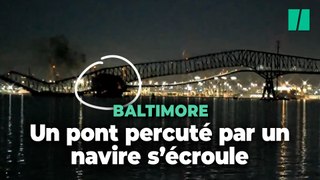 Baltimore : les images impressionnantes de l’effondrement d’un pont percuté par un navire