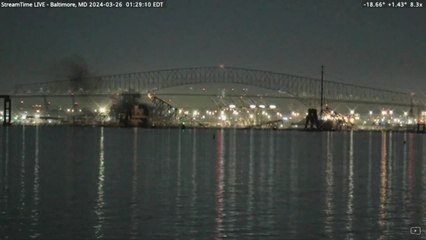 美 볼티모어 교량, 선박 충돌로 붕괴…차량 여러 대 물에 추락