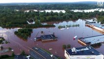 Un dron capta las graves inundaciones provocadas por los restos del huracán Ida en Somerville y Raritan