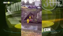 Un labor de corazón Bomberos de Cali rescataron a perrito que cayó en canal de aguas negras