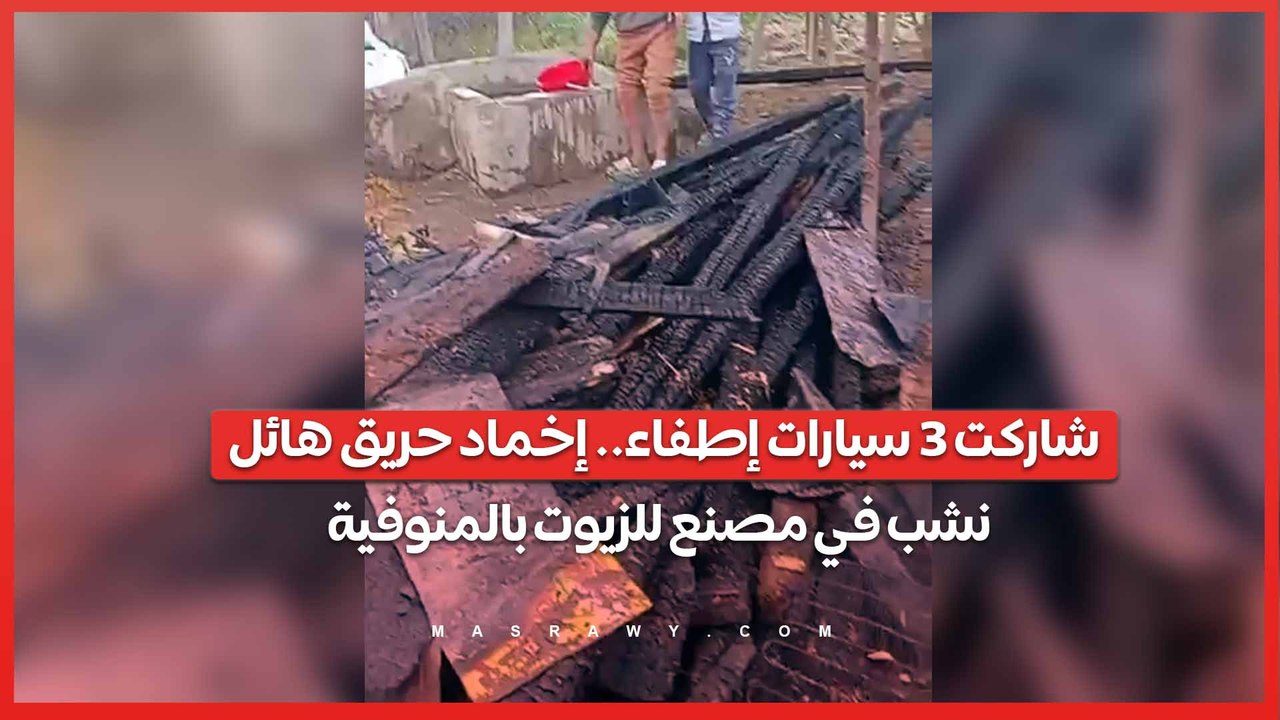 شاركت 3 سيارات إطفاء.. إخماد حريق هائل نشب في مصنع للزيوت بالمنوفية