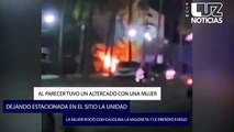 Mujer incendia camioneta en una plaza de Los Mochis