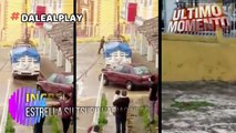 Mala copa enfurece y estrella su Tsuru varias veces vs una patrulla en Zacapoaxtla, Puebla