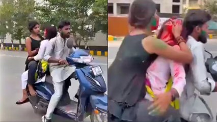 Download Video: Viral Holi Video: होली पर लड़कियों को स्टंट करना पड़ा भारी, Noida Traffic Police ने सिखाया सबक!