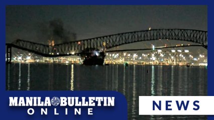 Actual footage of the collision between carrier ship and Baltimore bridge