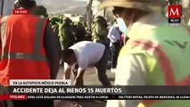 Carambola en la autopista México-Puebla deja al menos 15 muertos