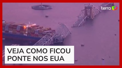 Veja como ficou ponte destruída por navio em Baltimore (EUA)