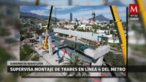 Samuel García supervisa montaje de trabes en Línea 4 del Metro de Monterrey