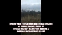 Guerra rusa en Ucrania - Un helicóptero ruso MI-8 esquiva un misil antiaéreo ucraniano cerca de Kiev