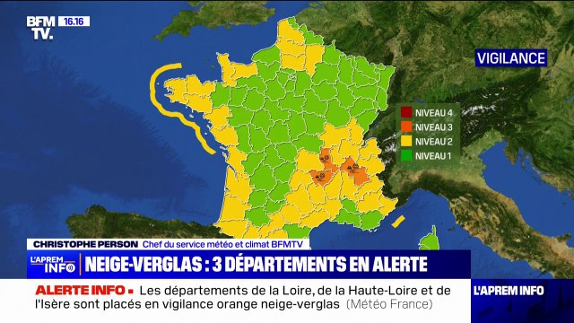 Trois départements placés en vigilance orange neige-verglas pour mercredi