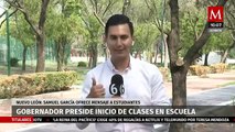 En Nuevo León, gobernador preside inicio de clases en escuela