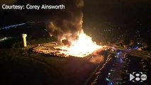 VIDEO DE DRONE: Un gran incendio quema un complejo de apartamentos en construcción en el condado de Rockwall