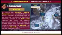 Peligroso huracán Agatha toca tierra en Oaxaca como categoría 2; ve videos