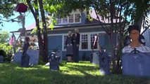 Captado por la cámara: Robo de decoraciones de Halloween en Texas