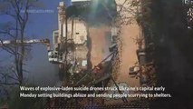 Oleadas de drones suicidas golpean la capital de Ucrania