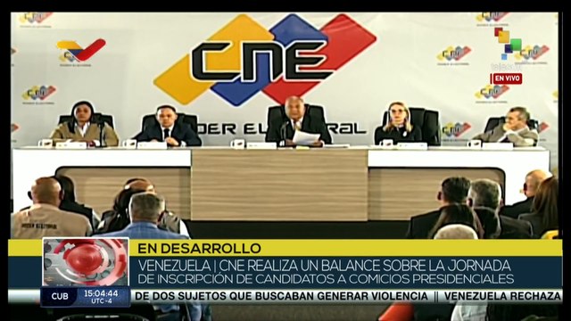 CNE de Venezuela realiza balance de inscripción de candidatos presidenciales