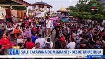 Caravana migrante sale desde Tapachula, Chiapas