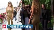 Kim Kardashian luce un vestido rosa con curvas en la Semana de la Moda de Nueva York